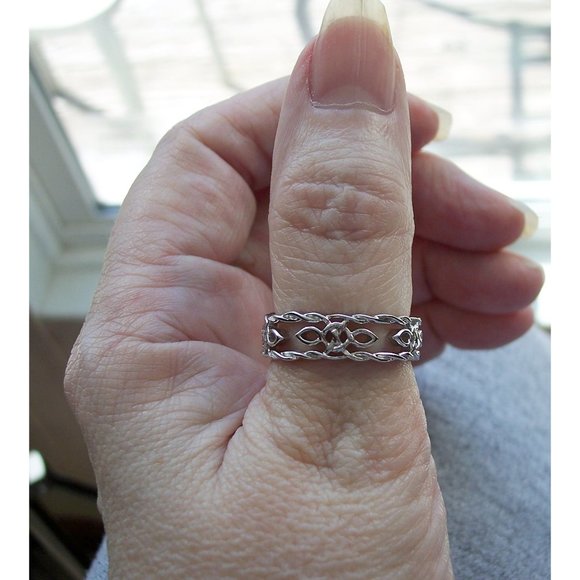 925 STERLING SILVER Celtic Autumn Open Work Eternity Band Ring - Picture 11 of 15